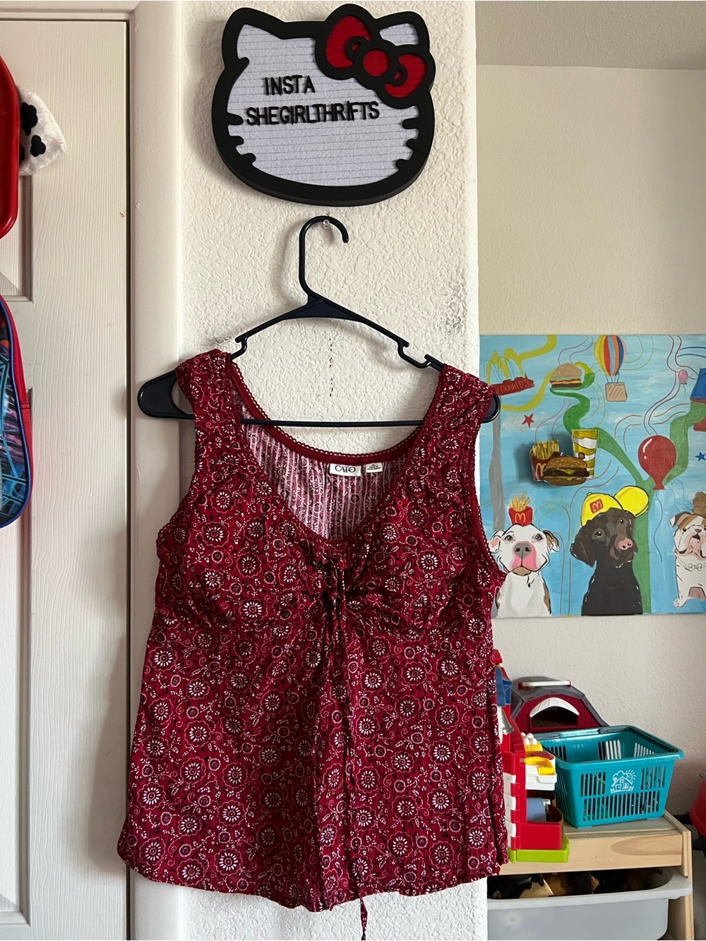 vintage red paisley blouse top